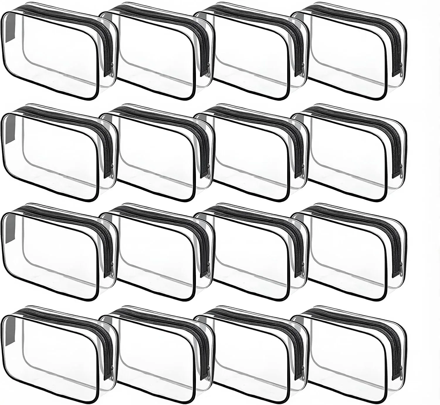 16 Packs Clear Makeup Bag - Waterproof Cosmetic Bag, Portable Travel Makeup Bag with Zipper for Men and Women