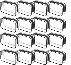 16 Packs Clear Makeup Bag - Waterproof Cosmetic Bag, Portable Travel Makeup Bag with Zipper for Men and Women