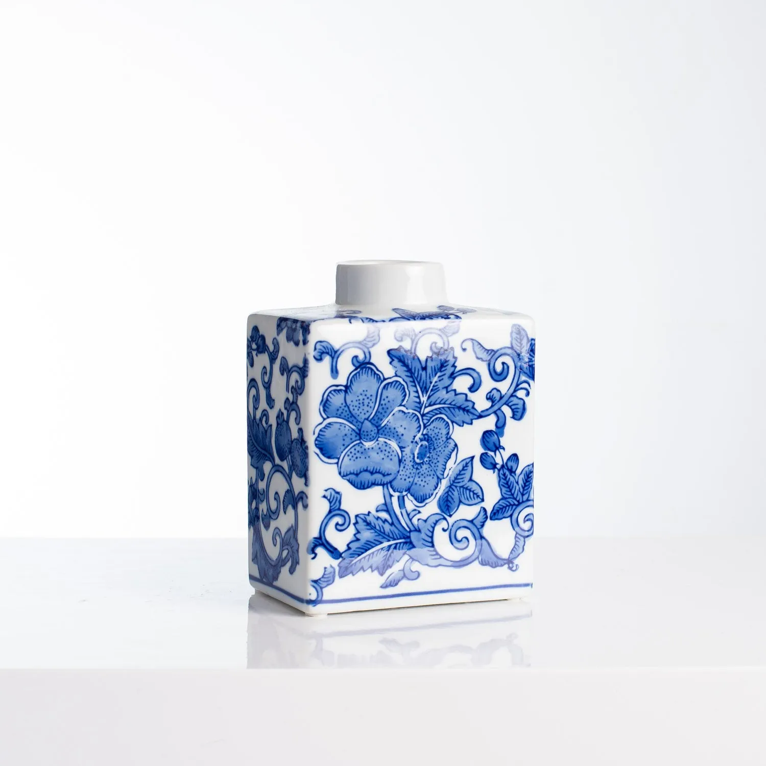 Blue & White Floral Chinoiserie Porcelain Decor Vase - Available in 2 Sizes