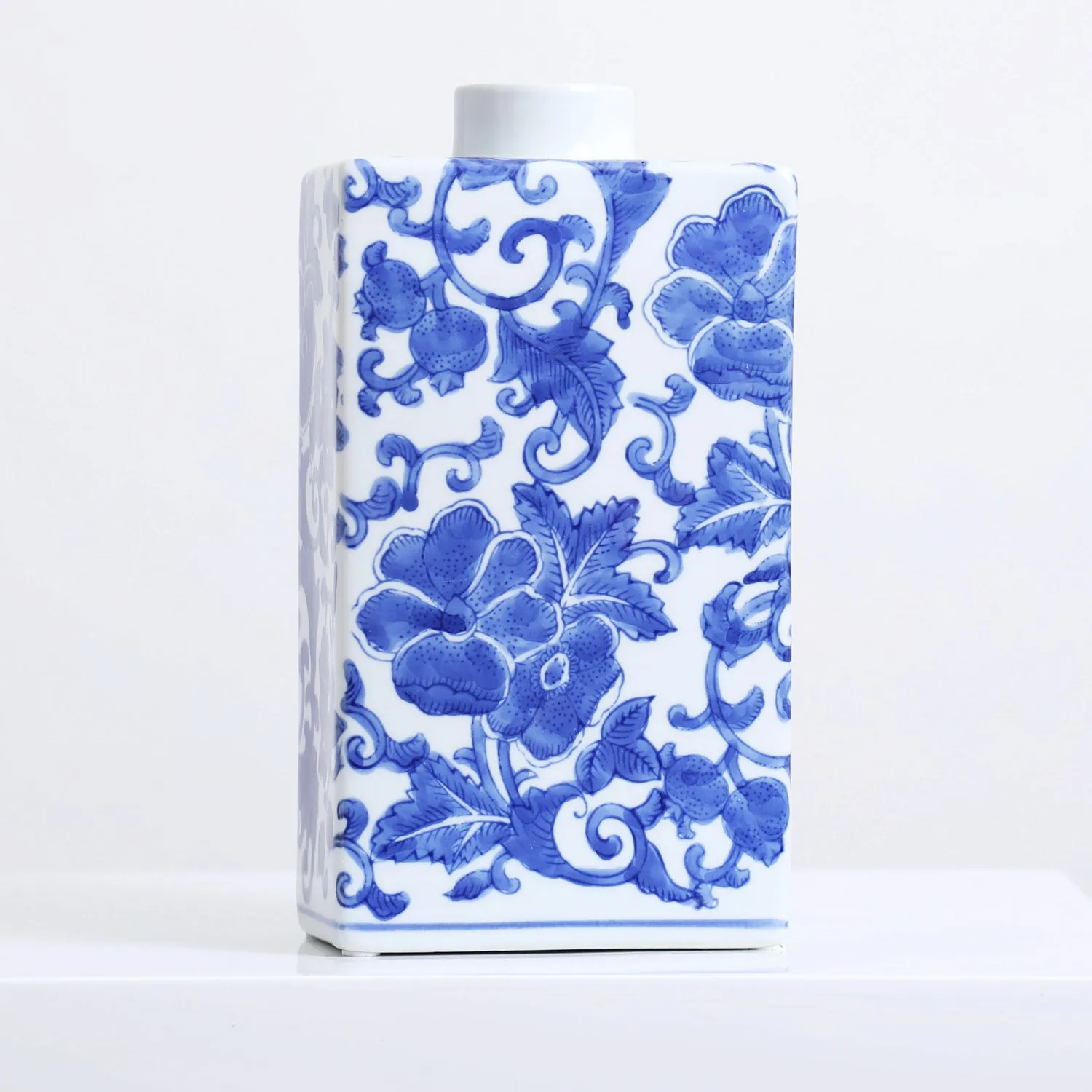 Blue & White Floral Chinoiserie Porcelain Decor Vase - Available in 2 Sizes