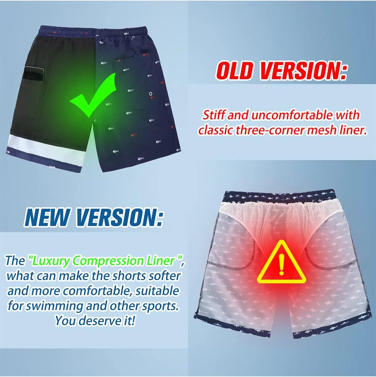 Century Star Mens Swim Trunks with Compression Liner Quick Dry Bathing Suits with Pockets Swim Shorts