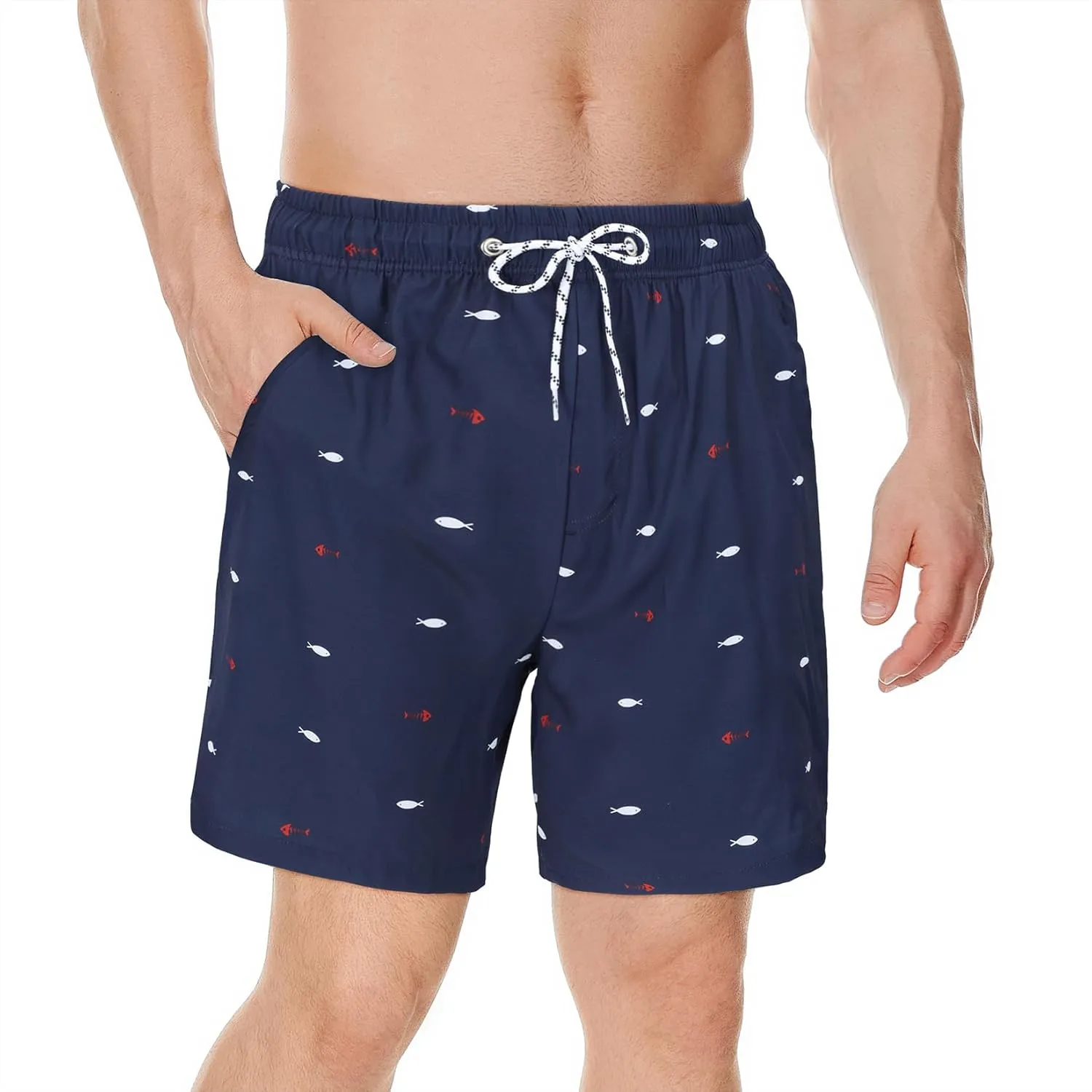 Century Star Mens Swim Trunks with Compression Liner Quick Dry Bathing Suits with Pockets Swim Shorts