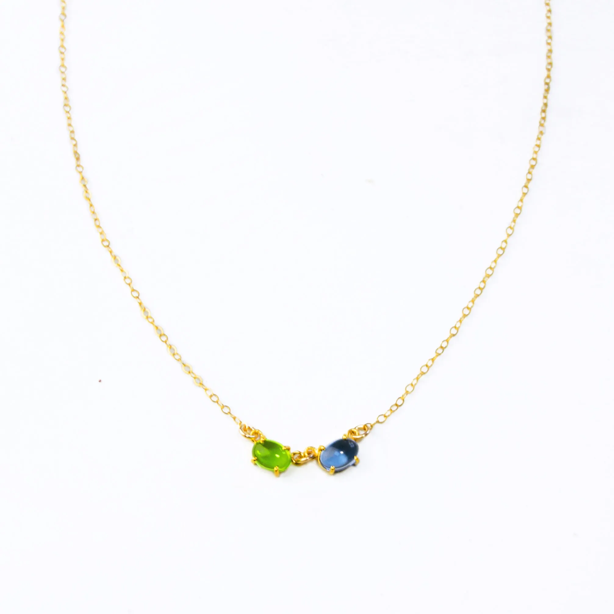 Custom Multi-Stone Necklace with Prong-Set Cabochon Birthstones