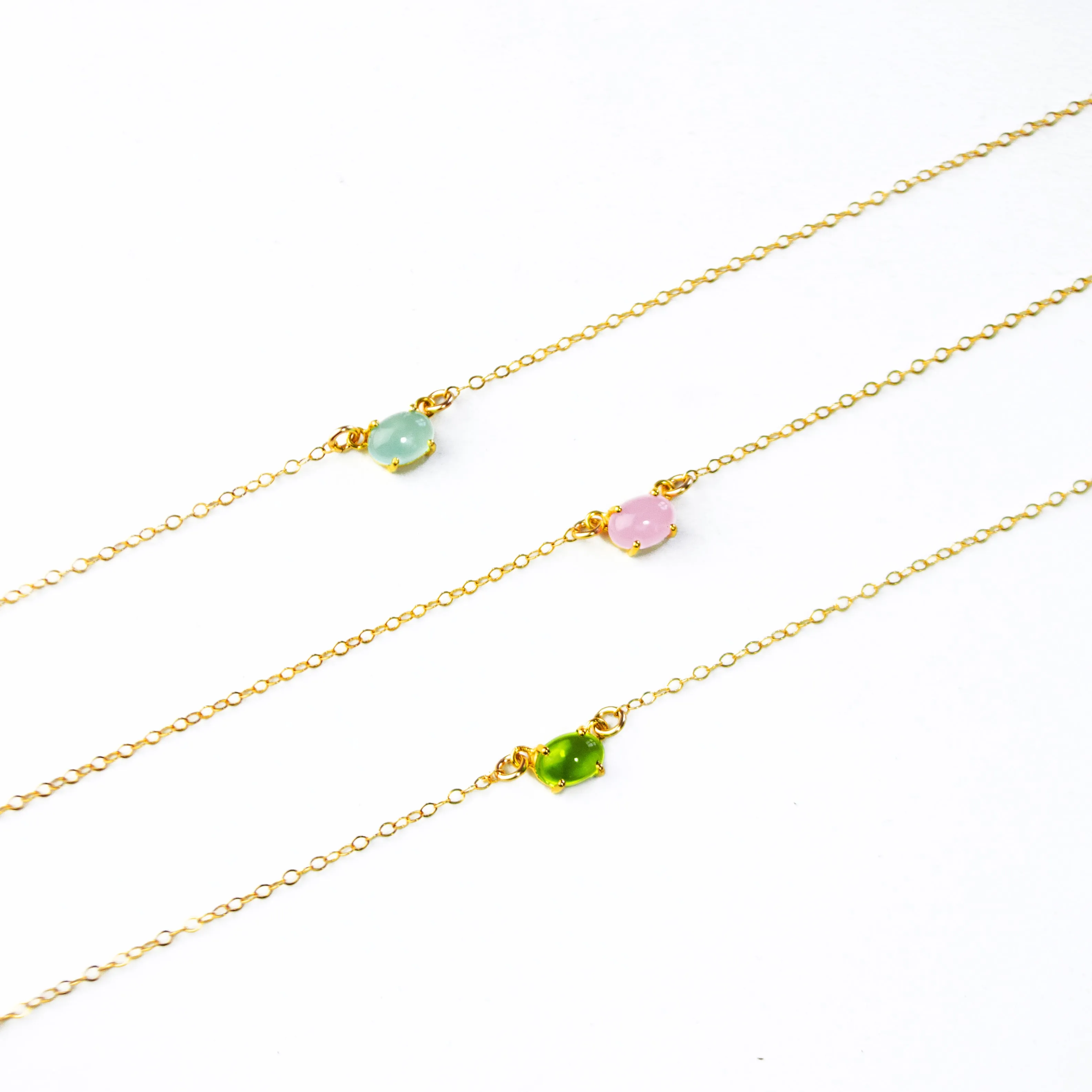 Custom Multi-Stone Necklace with Prong-Set Cabochon Birthstones