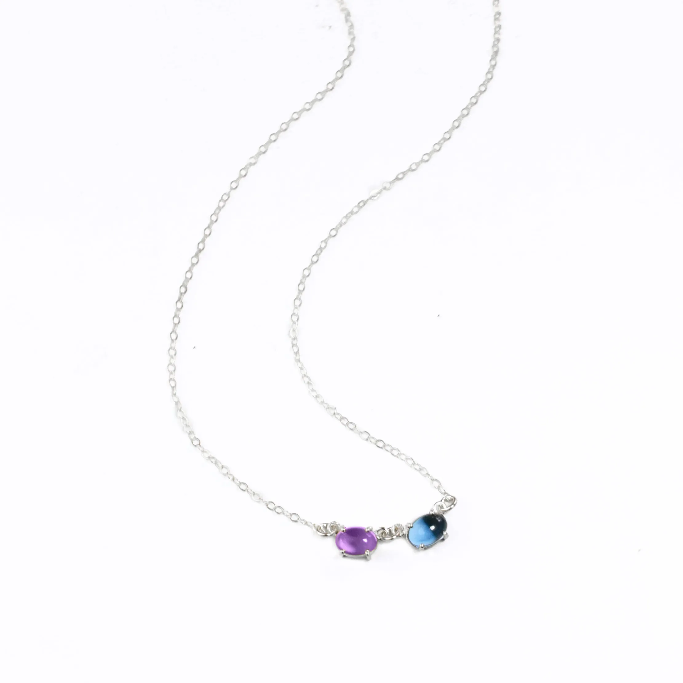Custom Multi-Stone Necklace with Prong-Set Cabochon Birthstones