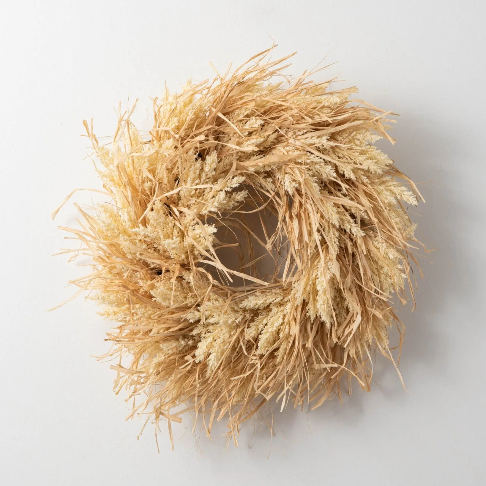 Dried-Look Autumn Grass Raffia & Fall Berry Front Door Wreath