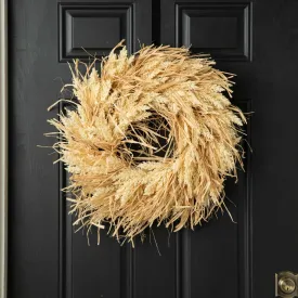 Dried-Look Autumn Grass Raffia & Fall Berry Front Door Wreath