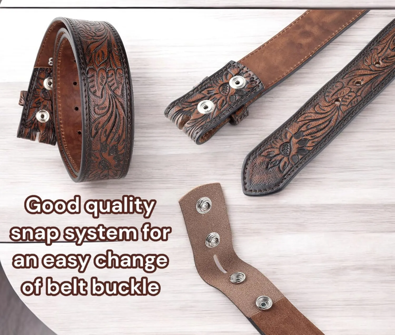 F&L CLASSIC Western Belt without buckle for men ?C Full Grain Leather Cowboy Belts for jeans - One Piece Leather strap belt