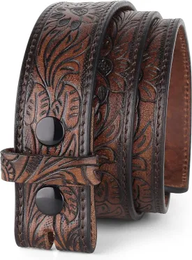 F&L CLASSIC Western Belt without buckle for men ?C Full Grain Leather Cowboy Belts for jeans - One Piece Leather strap belt