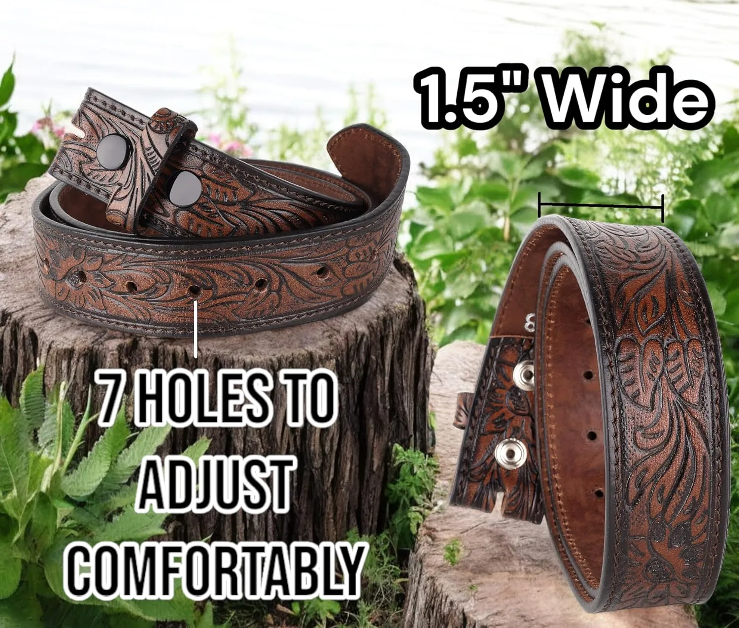 F&L CLASSIC Western Belt without buckle for men ?C Full Grain Leather Cowboy Belts for jeans - One Piece Leather strap belt