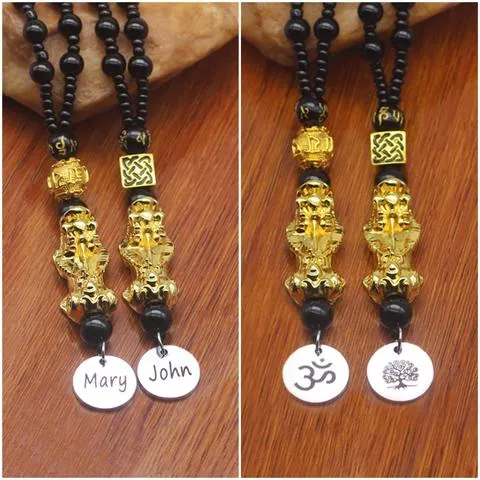 Feng Shui Pi Xiu Necklace Personalized Pixiu Black Necklace Charm