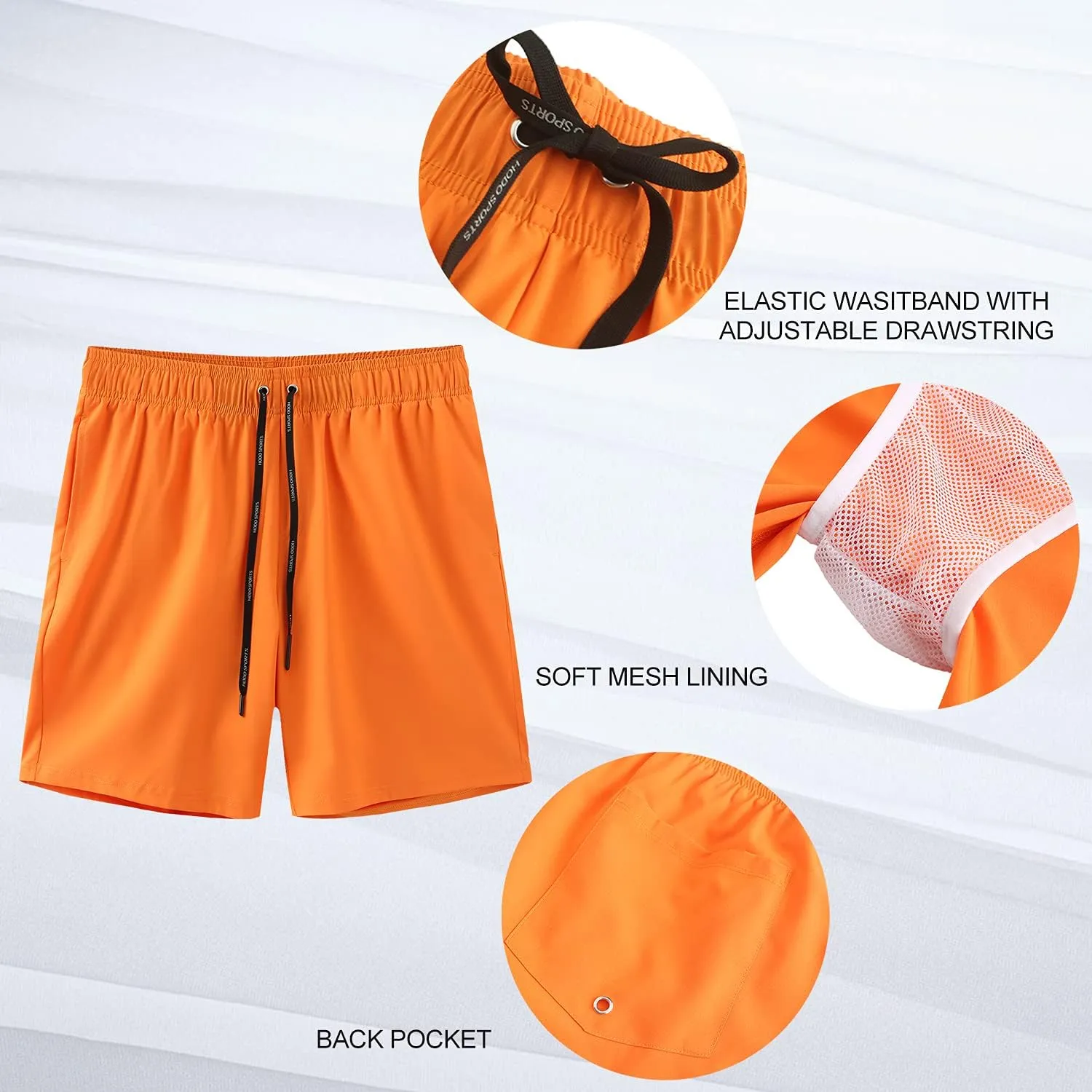 HOdo Mens Swim Trunks 9" Quick Dry Swim Shorts Bathing Suit