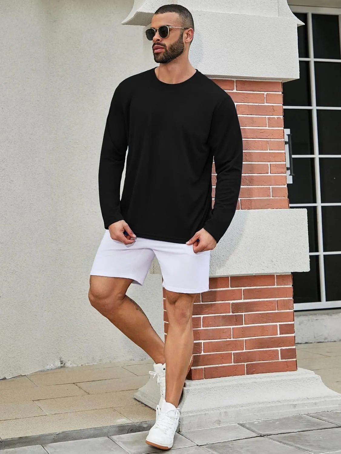 Men UPF 50  Sun Protection Hoodie Long Sleeve T Shirts Pack Quick Dry Shirt for Athletic Running Activewear Workout