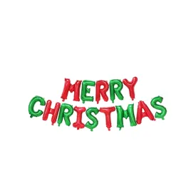 Merry Christmas Letter Foil Balloon-1 Set of 14 Pcs- 16 Inch- Red & Green Color