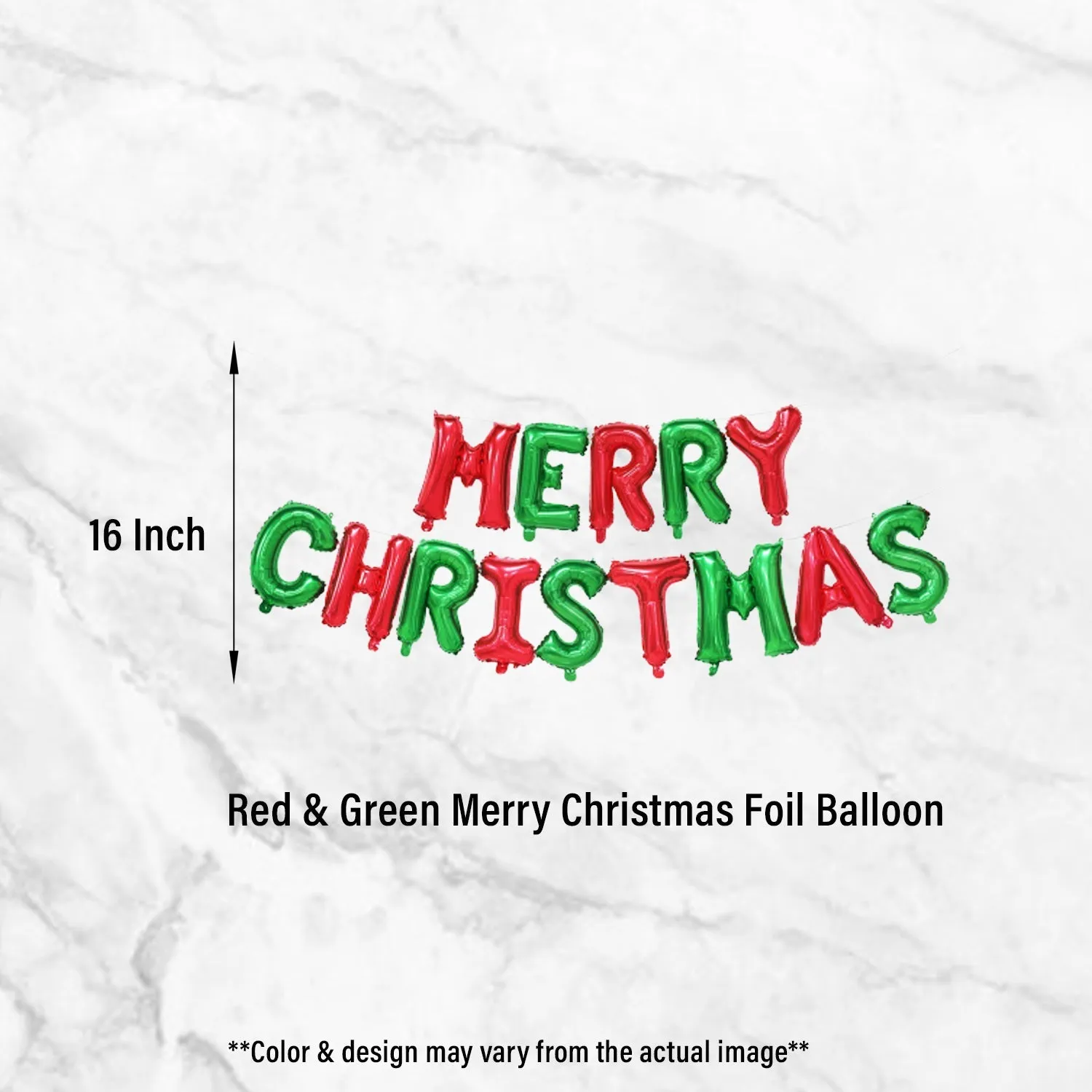 Merry Christmas Letter Foil Balloon-1 Set of 14 Pcs- 16 Inch- Red & Green Color