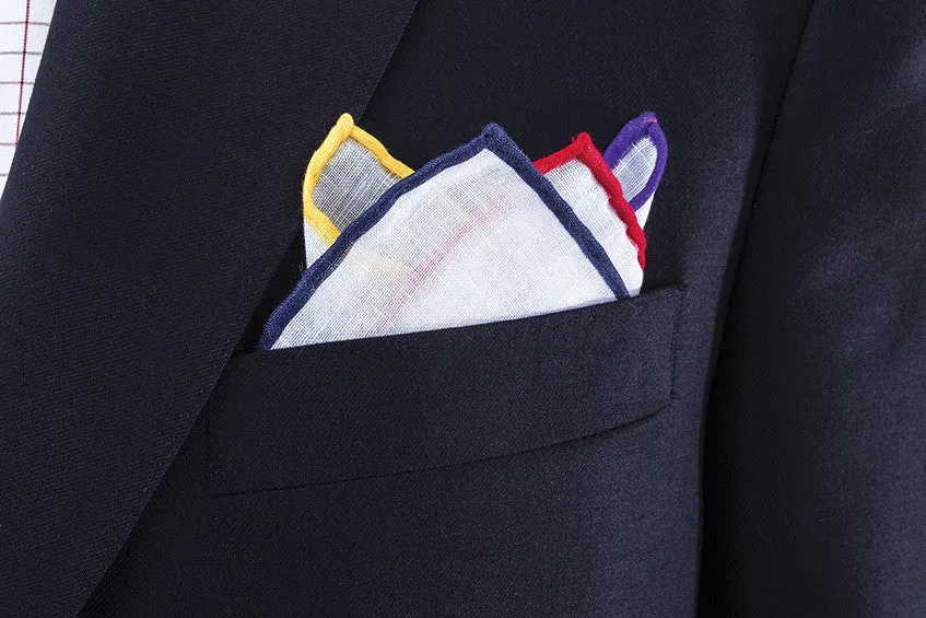 Multi Color Linen Border Pocket Square - 176