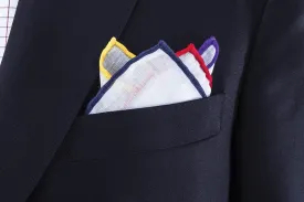Multi Color Linen Border Pocket Square - 176