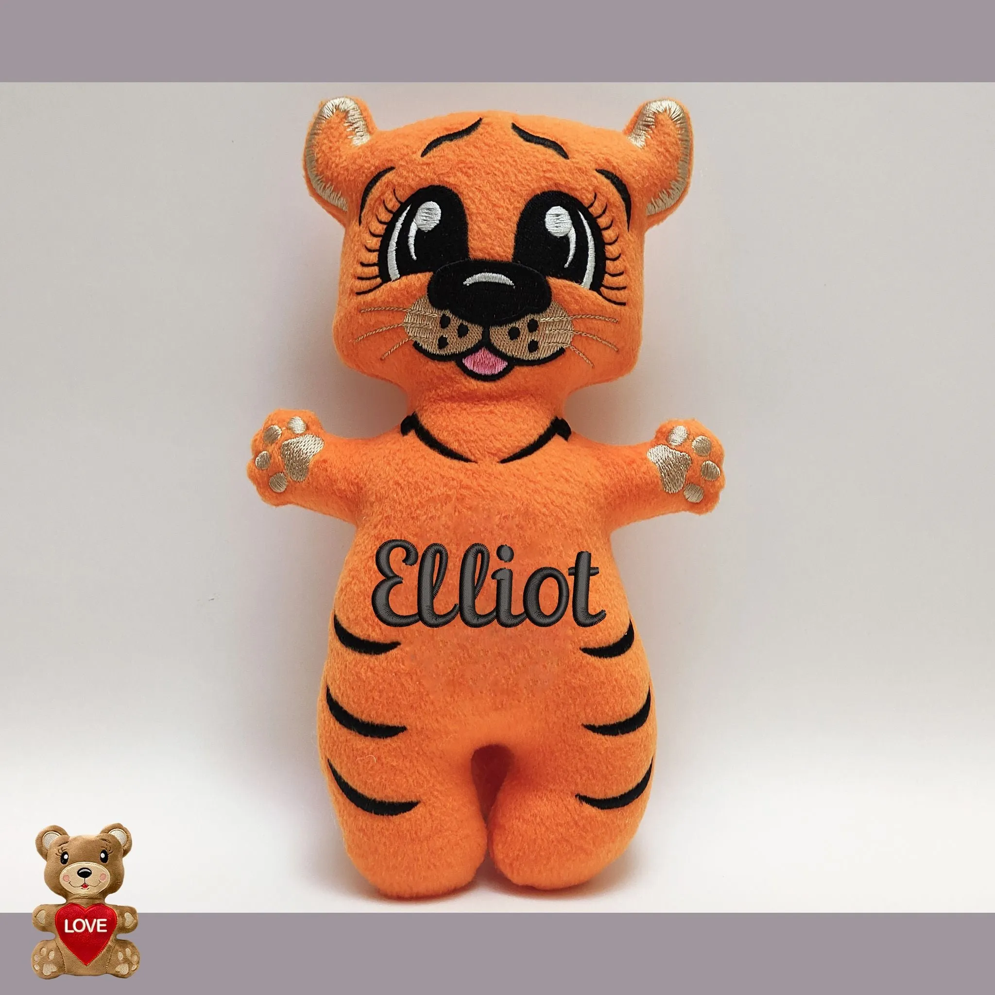 Personalised embroidery Plush Soft Toy Tiger -Custom Gifts For Children