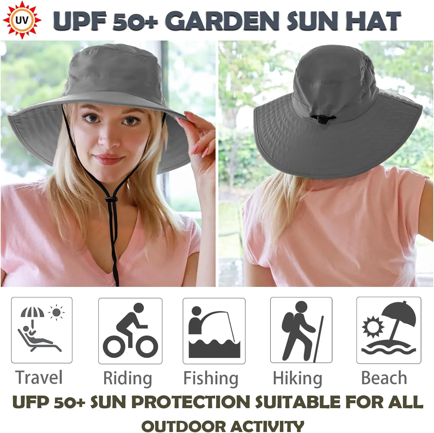 Solaris Wide Brim Women Sun Hat, UPF 50  Sun Protection Outdoor Hat for Gardening Hiking Safari, Only Suitable Small Head