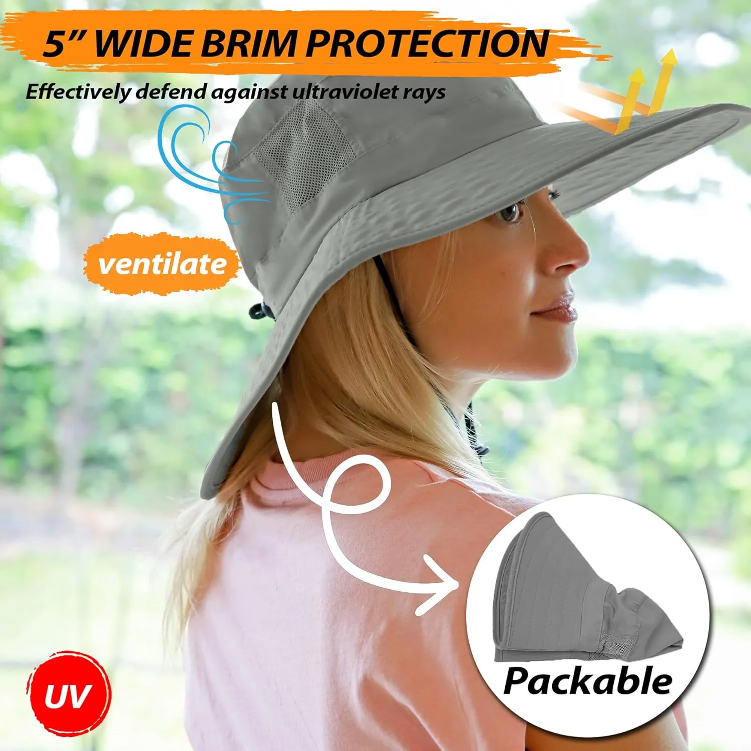 Solaris Wide Brim Women Sun Hat, UPF 50  Sun Protection Outdoor Hat for Gardening Hiking Safari, Only Suitable Small Head
