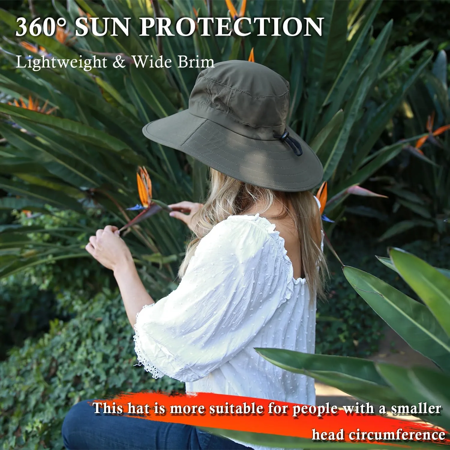 Solaris Wide Brim Women Sun Hat, UPF 50  Sun Protection Outdoor Hat for Gardening Hiking Safari, Only Suitable Small Head