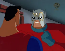 Superman the Animated Series Original Production Cel on Original Background: Orion and Superman