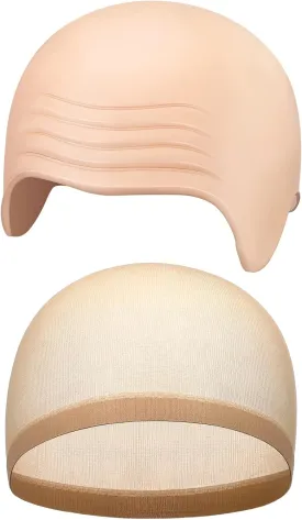 Syhood 2 Pieces Halloween Bald Cap Makeup Latex Bald Head Wig Caps Cosplay Costume for Adults
